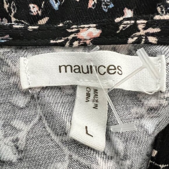 Maurices Women’s Floral Belted Shift Dress Black/Multi Size Large Keyhole - Picture 8 of 9